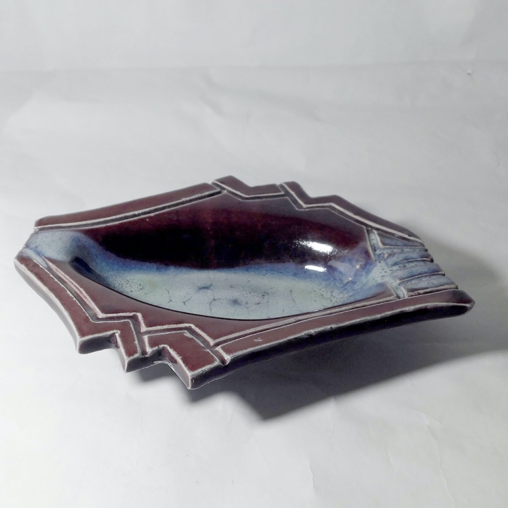 Studio Pottery Handmade Stoneware Glazed Clay Ashtray - Signed